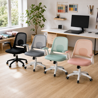 Chaise de bureau tendance en maille avec accoudoirs rabattables, réglage en hauteur, soutien lombaire, pivotante, pour bureau à domicile