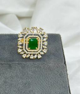 Bague ajustable en argent et or de qualité supérieure avec zircon cubique pour les occasions spéciales et les mariages, collection pour femmes et filles - Product Image 3