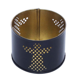 Portavelas votivo perforado de hierro metálico, candelabro votivo de lujo con acabado Chapado en cobre y hierro metálico decorativo - Product Image 4