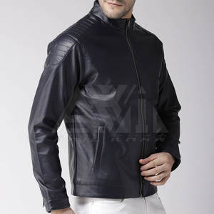 Chaqueta de Cuero para Motociclista, Estilo Motociclista, Cuello Alto, Cierre de Cremallera, Proveedor Mayorista OEM Personalizado - Product Image 2
