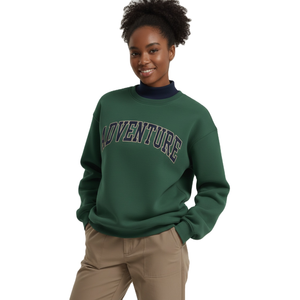 Sweat-shirt à col rond pour femme, vert, Adventure, coupe classique, 100% coton, tricoté, manches longues, Trackstar, OEM, marque privée - Product Image 1