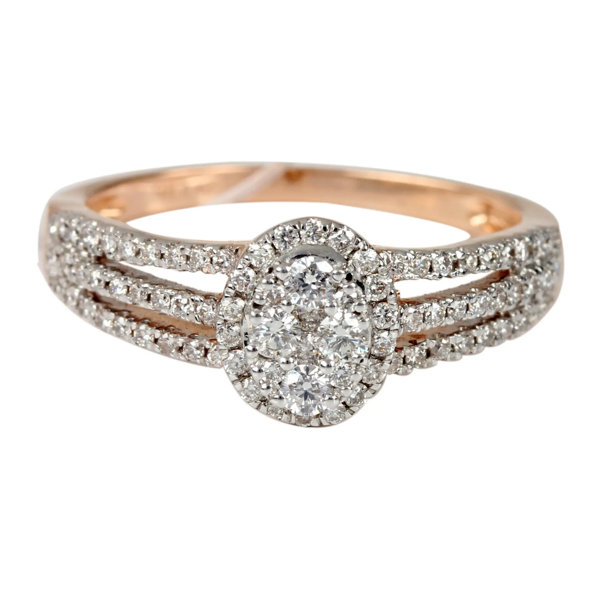 Anillo de boda de oro rosa de 14k con diamante Natural, joyería fina de compromiso