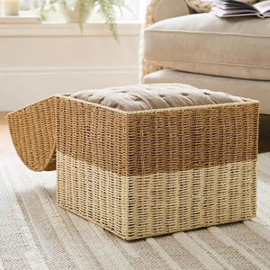 Panier à linge en herbe de mer du Vietnam avec couvercle arrondi OEM ODM Panier de rangement naturel fait à la main Écologique Organisateur de chambre à coucher Salle de bain - Product Image 1