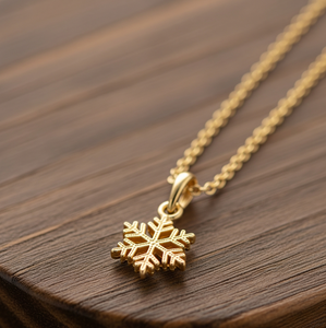 Wholesale 925 Sterling <b>Silver</b> Necklace with 14K Gold Vermeil Snowflake Pendant Daily Wear <b>Fine</b> Link <b>Chain</b> Elegant Design - Product Image 5