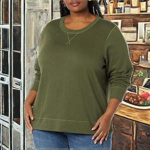 100% Cotton Women's Loose Harajuku Korean Long Sleeve Pullover Casual Drop Shoulder <b>Sweatshirt</b> with Letter Print Breathable - Product Image 2