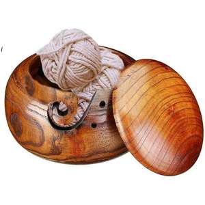 Bol en bois fait à la main pour tricot et crochet accessoire de couture pour tenir la laine de l'exportateur indien - Product Image 1