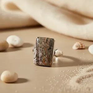 Women's Trendy 925 <b>Silver</b> Gemstone <b>Ring</b> Classic/Religious <b>Statement</b> Jewelry Gold Plating Geometric Number Shape Inlaid Brass - Product Image 2