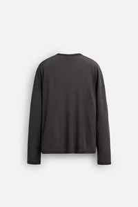 Col rond décontracté Fit style de base T-shirt à manches longues poids léger gsm décontracté O cou 100% coton pima T-Shirt pour hommes - Product Image 3