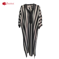 Gandoura marocaine traditionnelle rayée pour hommes, tissu lisse, Abaya Thobe, plusieurs couleurs, vente en gros, style Dubaï, robe Kaftan pour hommes