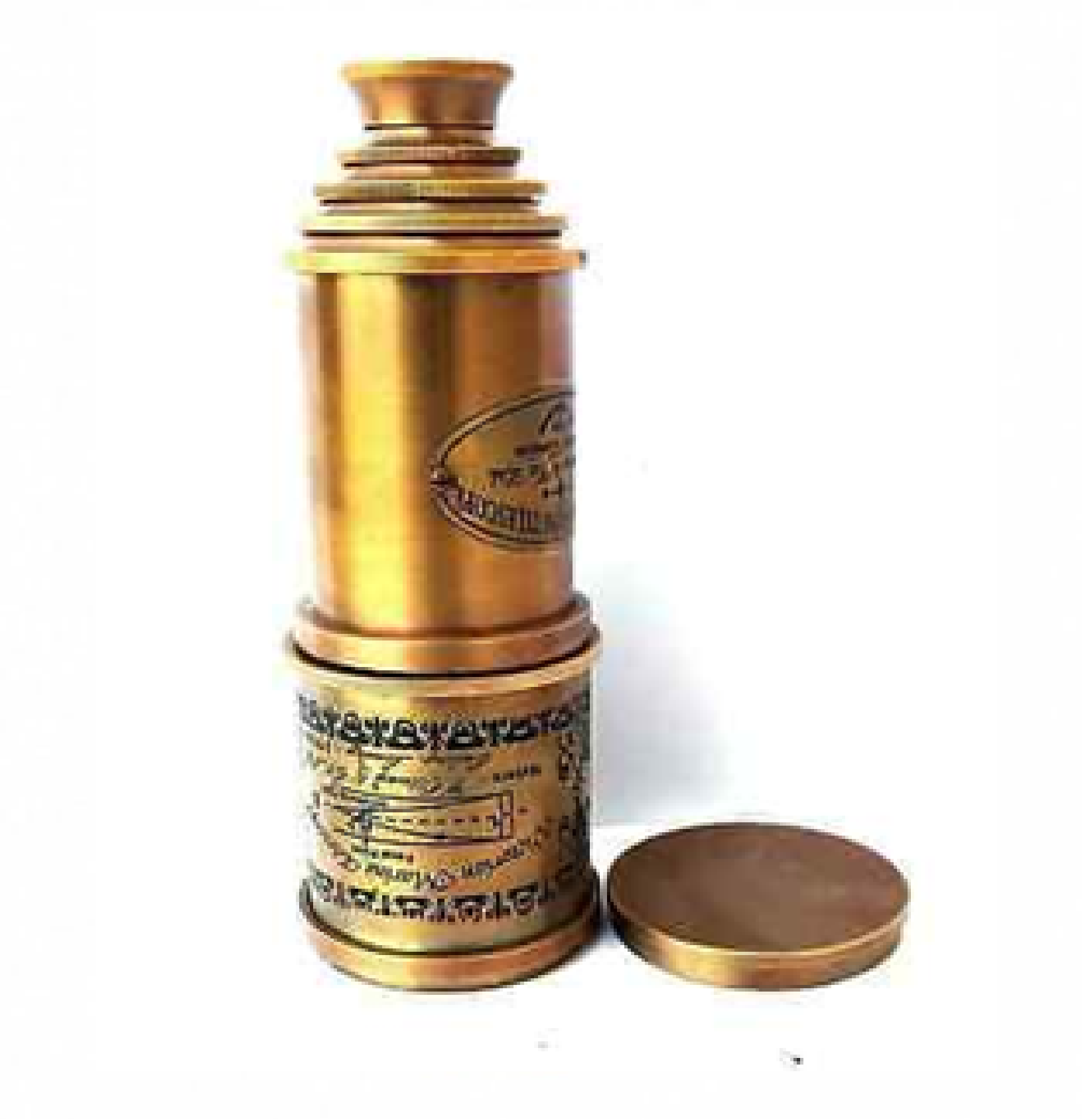 Compact Extendable Brass Nautical Telescope with Engraved Details and Separate Protective Lens Cap available At Wholesale Prices
