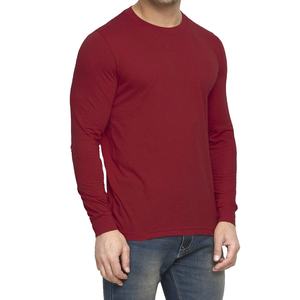 T-Shirt à manches longues 100% coton, couleur unie, Design décontracté, Logo personnalisé, meilleure vente, prix bon marché, qualité à l'exportation - Product Image 3