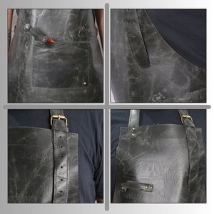 High Quality Real Leather Multi-Purpose <b>Waterproof</b> <b>Apron</b> Tool Pocket Custom Color Size Men's Workwear for Kitchen Barber Other - Product Image 5