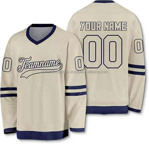 Maillot de hockey sur glace unisexe à col en V et manches longues, personnalisable avec nom et numéro, en polyester, OEM, nom d'équipe vierge pour compétition et entraînement - Product Image 2