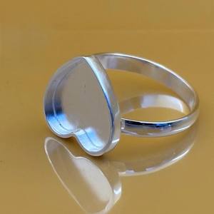 S925 argent Sterling coeur lunette tasse anneau réglage 8mm réglable anneau blanc pince à la main bijoux à bricoler soi-même résultats en gros - Product Image 6