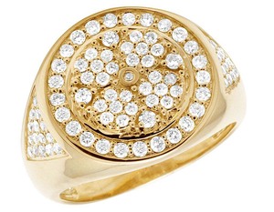 Hip Hop <b>Iced</b> Out S925 Sterling Silver Cluster Round Diamond Studded <b>Ring</b> for Men's - Product Image 1
