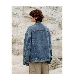 Venta al por mayor otoño nueva moda cuello pico Irregular suelta encaje Denim hombre chaqueta - Product Image 5