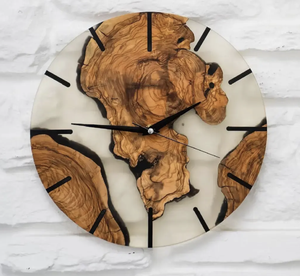 Horloge murale ronde en bois faite à la main en résine époxy Horloge murale décorative pour la maison personnalisée à vendre à bas prix - Product Image 4