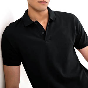 T-shirt pour homme en pur coton tricoté à manches courtes, logo brodé classique de haute qualité, anti-froissement, respirant, motif uni - Product Image 2