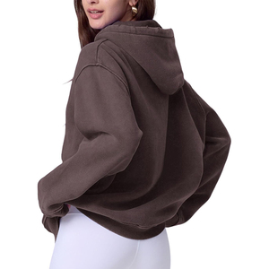 Nouveauté : sweat à capuche pour femme en molleton décontracté d'hiver, lavage à l'acide, logo personnalisé, 100% coton, écologique, séchage rapide, haute qualité - Product Image 5