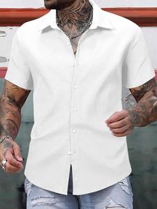 High Quality Knitted <b>Corduroy</b> Fabric <b>Men's</b> Half-Sleeve Casual <b>Shirt</b> Breathable Eco-Friendly Stylish Print Design All-Day Wear - Product Image 6