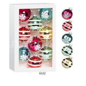 Ensemble 18 pièces couleur plein verre impressions florales boules décoration Festival fête décors pour la maison vacances arbre de noël ornements suspendus - Product Image 1