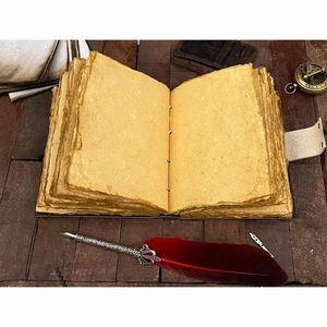 Cuaderno Wiccan de papel de algodón hecho a mano Vintage Deckle pequeño gato bruja impreso Grimoirel sombras diario libro para brujería - Product Image 5