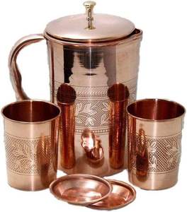 Top Selling Wholesale Copper Jug with Eco Friendly Lid Trending Ayurvedic Designs <b>for</b> Drinkware Metal Jug <b>for</b> Eco Friendly Use - Product Image 1
