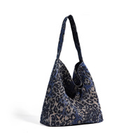 Sac à bandoulière bleu marine pour femme, sac trapèze souple, grande capacité, imprimé animal, construction souple, base large, ouverture supérieure