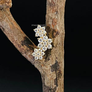 14K Solid Gold Natural Diamond Solid Gold Ear <b>Climber</b> Fine Jewelry. - Product Image 2