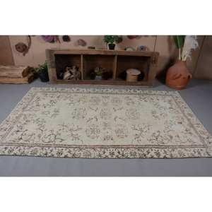 พรมขนสัตว์ตุรกีสีเบจและน้ำตาล8in 4ft วินเทจดีไซน์แบบเย็บปะติดคลาสสิกสำหรับทางเข้าห้องนอนหรือบริเวณหลังของวัยรุ่น - Product Image 4