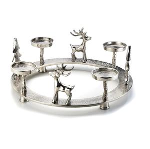 Fabricante de confianza de portavelas de metal de color plateado con 4 pozos de metal para decoración navideña para con los tamaños 40x40x15 cm - Product Image 1