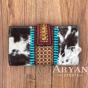 Cartera de cuero de vaca real tallada a mano, funda de teléfono con estampado occidental, Cartera de lujo, multiusos, Cartera de diseñador para mujer - Product Image 1