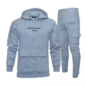 Survêtement personnalisable en coton/polyester pour hommes avec manches longues et col à capuche pour les sports d'hiver - Product Image 1