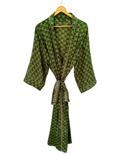 Kimono de verano de lujo para cubrir el bikini, bata larga de noche, Kimono Sari de seda reciclado vintage indio hecho a mano, - Product Image 2