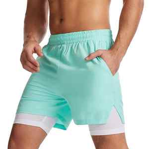 Pantalones cortos para correr de la mejor calidad Hombres 2 en 1 Pantalones cortos deportivos de secado rápido de doble capa 2 en 1 - Product Image 5