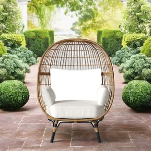 Ensemble complet belle chaise œuf en rotin durable lit de jour confortable pour la vie en plein air pour le jardin hôtel parc plage salle à manger - Product Image 3