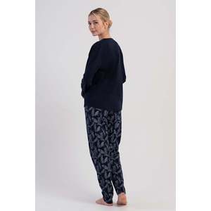 KADIN P.SUPREM BATTAL XXL V YAKA UZUN KOL ETEGI OVAL PIJAMA TAKIM - Y.LACIVERT - Y.LACIVERT - Product Image 5