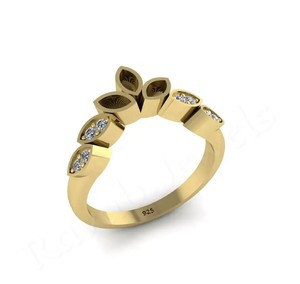 Nouvelle arrivée 925 argent Sterling Marquise blanc réglage Chevron bague 14K plaqué or avec cendres résine travail lait maternel souvenir - Product Image 1