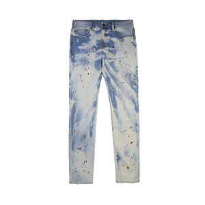 Custom Wholesale High Quality High Street Breathable Winter Streetwear Washed Paint Casual Blue <b>Jeans</b> for Men - Product Image 1