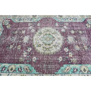Turkish Vintage Large Rug 6.4x9.1 ft, <b>Red</b> Polka dot Rug <b>Wool</b> - Product Image 5