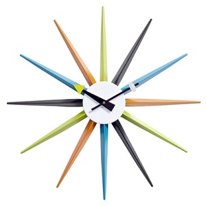 Horloge murale moderne en métal multicolore avec pointes audacieuses Montre de créateur artistique pour décoration de salon élégante - Product Image 1