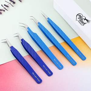 Pinzas para Extensión de Pestañas con Punta de Fibra 3D, Rectas y Curvas, Herramienta para Recoger Pestañas en Abanico, para Profesionales de la Estética - Product Image 1