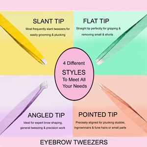 Pince à épiler à sourcils à pointe inclinée de haute précision Diamond Grip Logo couleur personnalisée Prix de détail en acier inoxydable - Product Image 5
