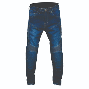Pantalones vaqueros de moto transpirables para hombre azul oscuro con paneles de rodilla y muslo reforzados para protección - Product Image 1