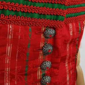 Venta al por mayor señoras Dirndl vestido único estilo bávaro 100% algodón botón frontal patrón sólido tejido frente vestido ecológico - Product Image 6