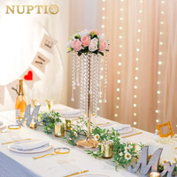 Suporte de Metal para Flores Modelo MFS029 da Marca DCI, Mais Vendido no Atacado, Decoração de Mesa para Casamento com Diamantes e Pérolas