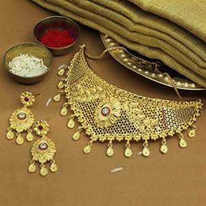 Venta al por mayor 14K 18K 24K Micro Gold Filled Ruby Stone Gargantilla Collares, Gargantilla de moda Collares, Diseño floral Joyería tradicional - Product Image 1