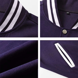 Veste de baseball universitaire unisexe d'hiver à capuche, violette et blanche, avec logo personnalisé, doublure en laine, teinte pour les équipes, les écoles, les clubs - Product Image 2
