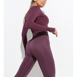 Ventes en gros 2025, leggings de sport personnalisés de haute qualité pour femmes, avec fermeture à cordon, motif uni, ensembles de yoga - Product Image 5