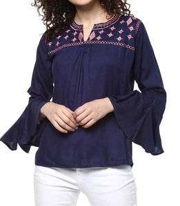 Blusas y Tops para mujer, blusas sexis bordadas con cuello en V para mujer, blusa Floral bohemia de manga 3/4, jersey de primavera, Tops de moda para mujer - Product Image 1